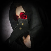 Modern Plague Doctor Hooded Cowl Red Glasses Medieval Leather Mask