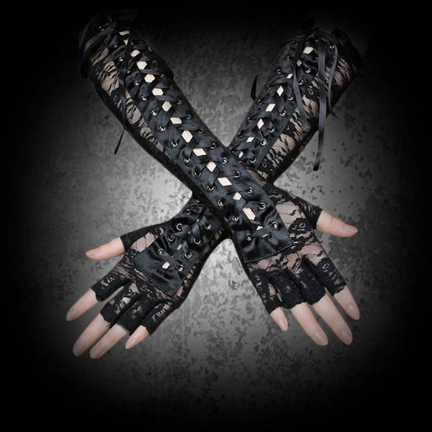 The Elvira Black Fingerless Gloves